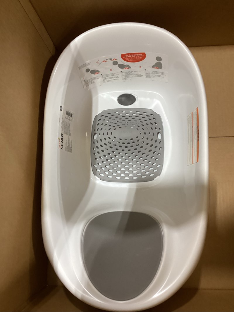 Condition photo showing Good Condition for boon soak 3 stage baby bathtub - baby bath tub with three support positions for newborn to toddlers - color changing drain plug for ideal bath temperature - gray - ages 0 to 18 months and up white 1 count (pack of 1)