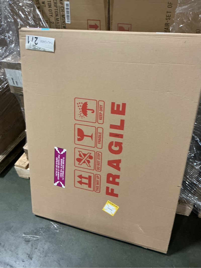 Condition photo showing New/Like New for 35"x27" Asymmetrical Irregular Wall Mirror, Wooden Framed Decorative Mirror for Livingroom Bedroom Bathroom Entryway Over Sink Vanity, Horizontally or Vertically Wall Mounted, Gold, Pluto