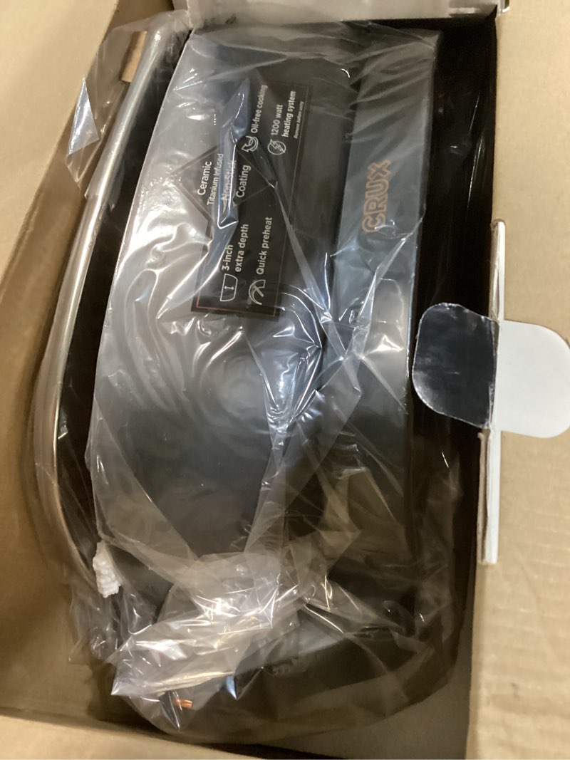 Condition photo showing Good Condition for Crux Extra Deep Nonstick Scratch Resistant Electric Skillet with Removeable Temperature Probe, 12" x 12", silver (14620) 12x12 Electric Skillet