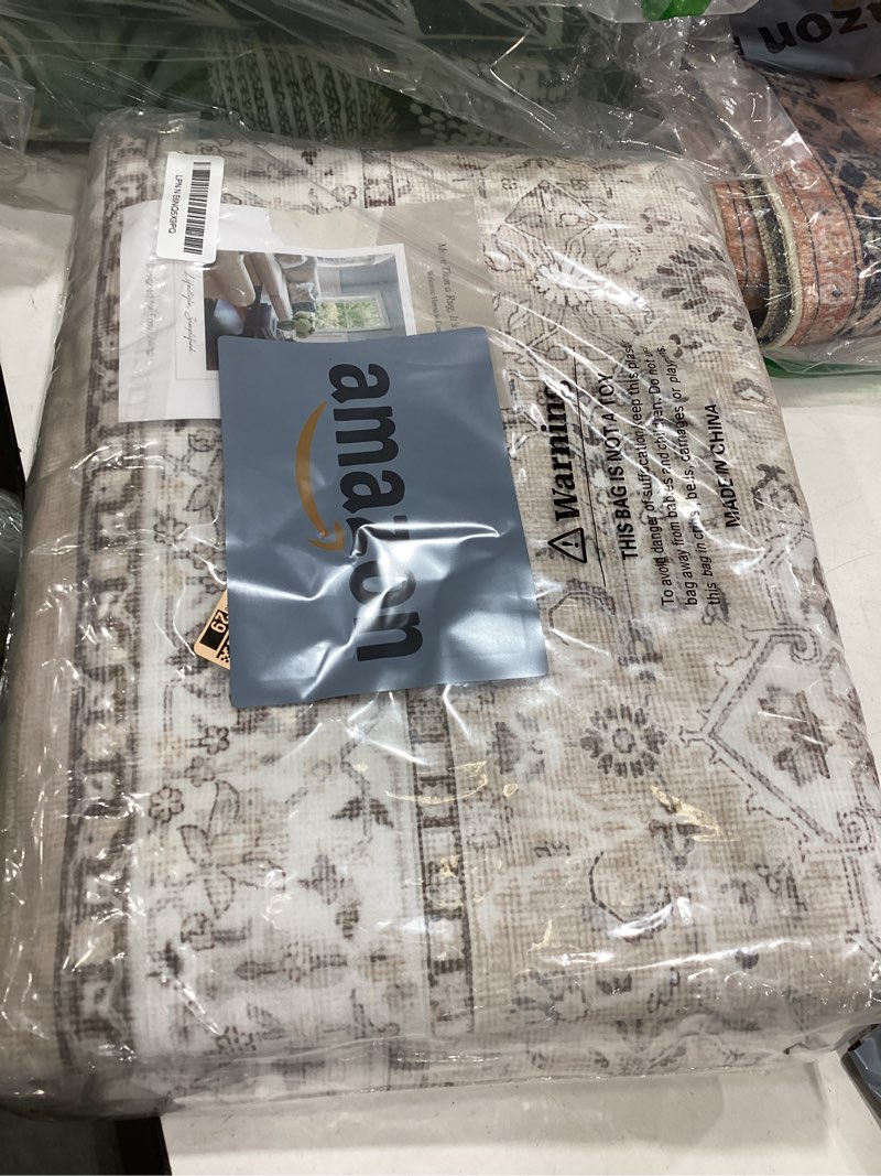 Condition photo showing Good Condition for washable entryway 3x7 runner rug: farmhouse kitchen hallway rug runner wide soft water resistant floor mat for bathroom nursery non slip indoor carpet for living room bedroom dining room(3x7,beige) 3' x 7' (rectangular) beige