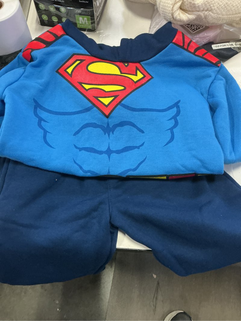 Condition photo showing Good Condition for dc comics justice league superman little boys fleece pullover hoodie and pants outfit set toddler to big kid size 6