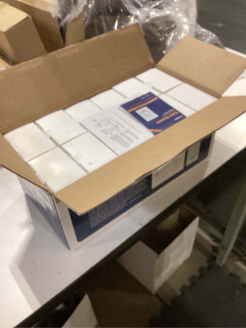 Condition photo showing New/Like New for amico 12 pack light dimmer switch, no neutral wire, single pole or 3-way, for dimmable led/cfl (150w) & halogen/incandescent (600w), slide to dim, white with wall plates included, etl listed 3way white 12