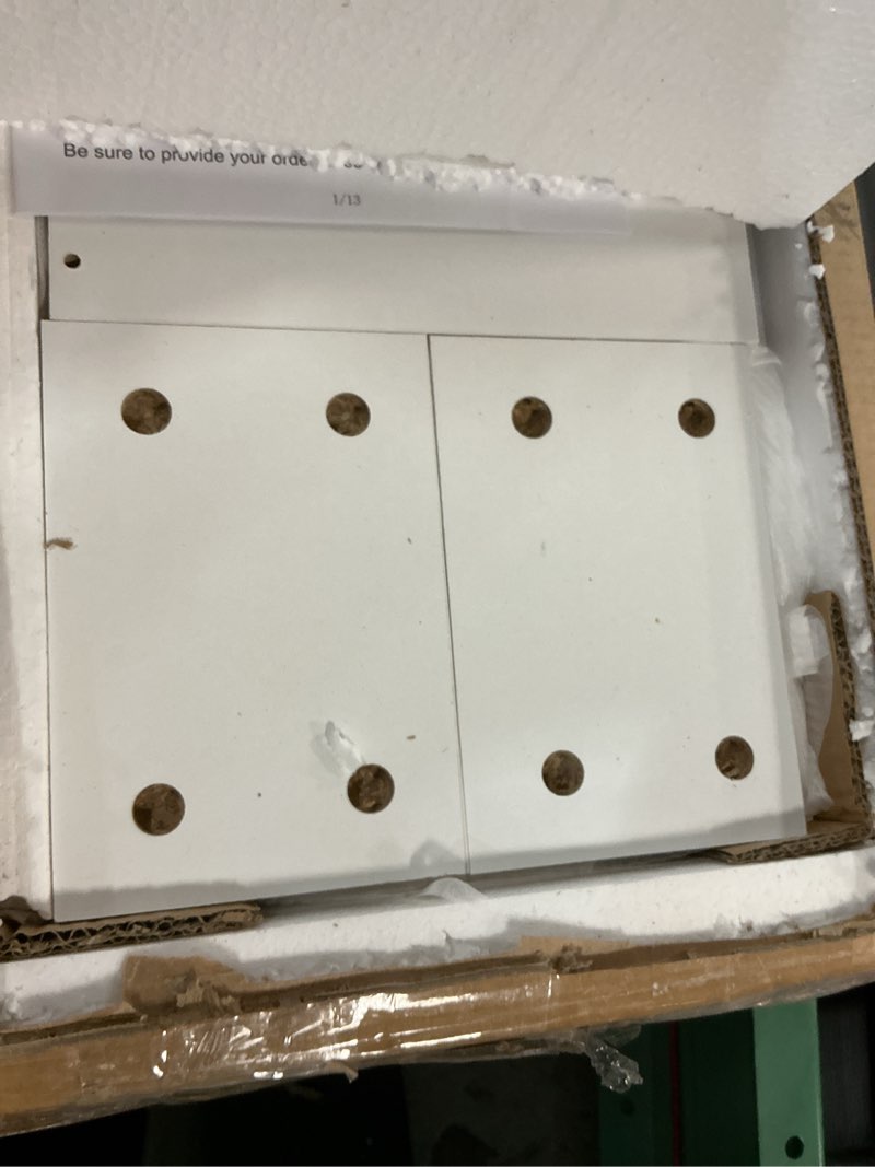 Condition photo showing Good Condition for Narrow End Table with Charging Station - Farmhouse Slim Side Table, w/USB Ports Power Outlets, Nightstand w/Flip Top Storage Drawer, for Small Spaces Living Room Bedroom, Brown White Single Brown Top