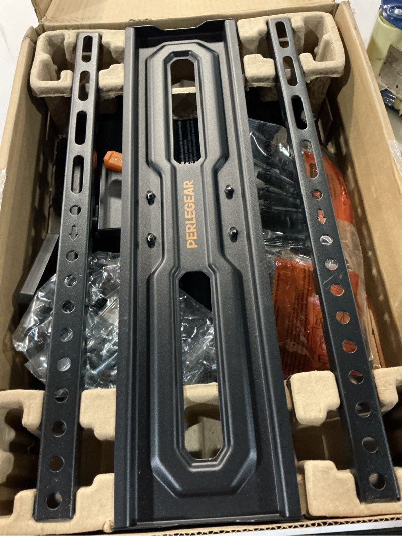 Condition photo showing New/Like New for perlegear full motion tv wall mount for 26-74 inch tvs, height adjustable tv mount, pre-assembled wall mount tv bracket with tool-free tilt, swivel, fits 16” studs, 99 lbs, max vesa 400x400mm, pgmf21 26-74 inch full motion tv wall mount