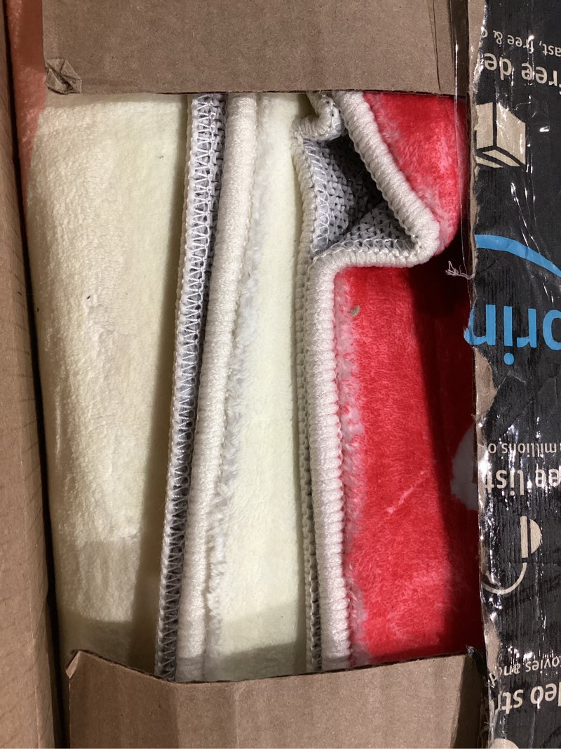 Condition photo showing As Is for 4x6 Area Rug with Strawberry Pattern for Girls Bedroom - Plush Soft Baby Plush Bedside Indoor Rugs, Rectangular Non-Slip Small Living Room Carpets, Stylish Decor for Girls Strawberry Mood 6 x 4 feet (Rectangular)