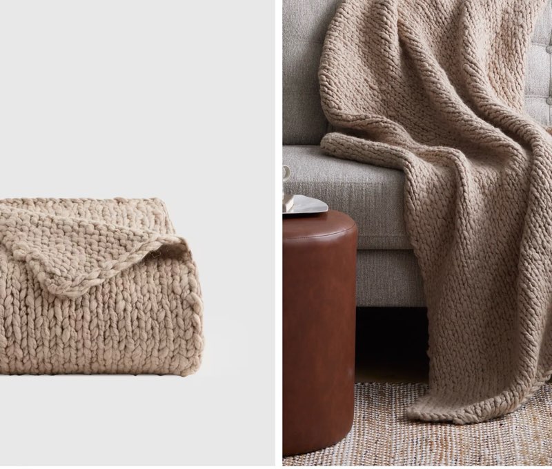 quince chunky hand knit wool throw (50*60 inch)