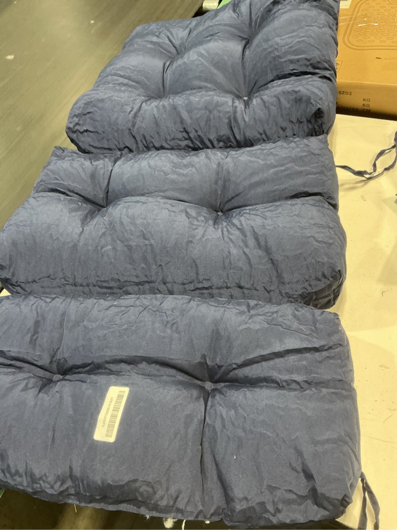 Condition photo showing Good Condition for danghoogy outdoor/indoor high back chair cushion, waterproof outdoor rocking chair cushion with ties, tufted replacement seat cushions for outdoor furniture, blue blue standard