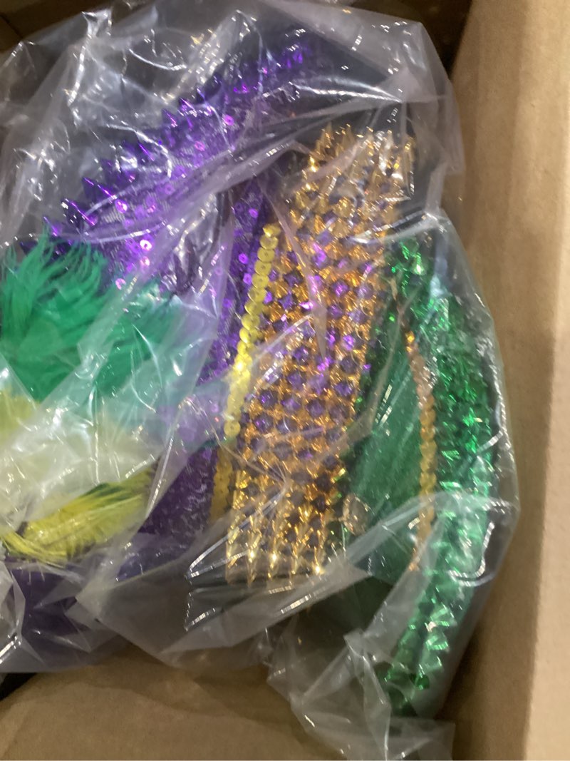 Condition photo showing New/Like New for liitrsh mardi gras captain hat with feathers sequin rhinestone burning man hat carnival festival hats for women men carnival parades party decoration