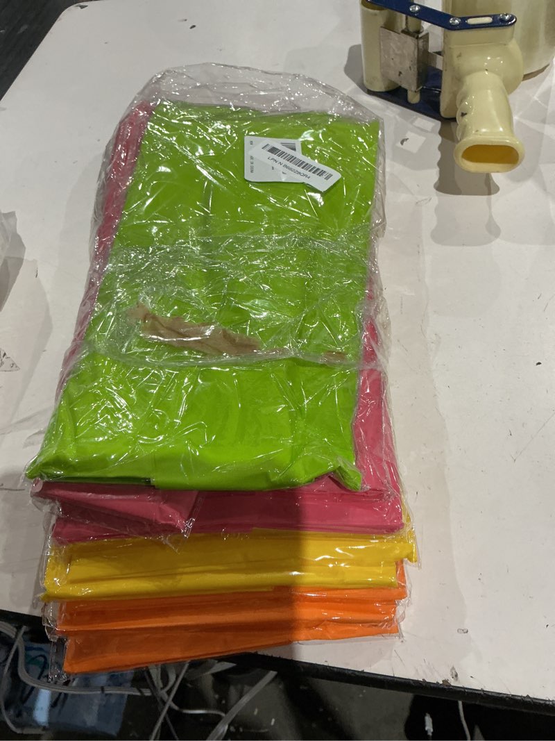 Condition photo showing Good Condition for assorted color 12 pack plastic tablecloths - 54 x 108 inch neon table covers for birthday wedding picnic home bridal shower festival decorations bright color1