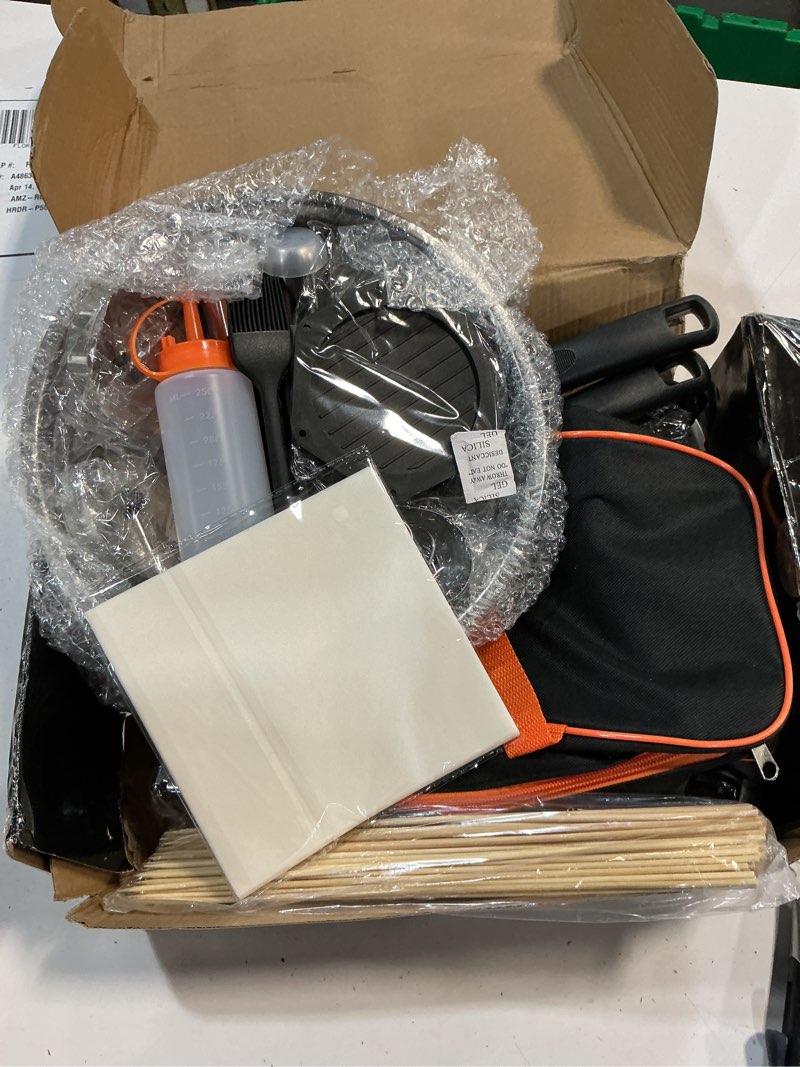 Condition photo showing Good Condition for 238pcs premium griddle accessories kit, griddle tools for flat top grill with enlarged spatulas, burger press, basting cover & storage bag, flat top grill accessories for outdoor barbecue