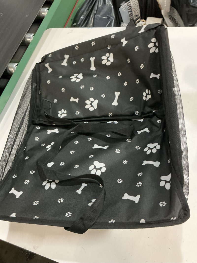 Condition photo showing As Is for swihelp dog car seat puppy portable pet booster car seat with clip-on safety leash and pvc support pipe, anti-collapse,perfect for small pets black bone