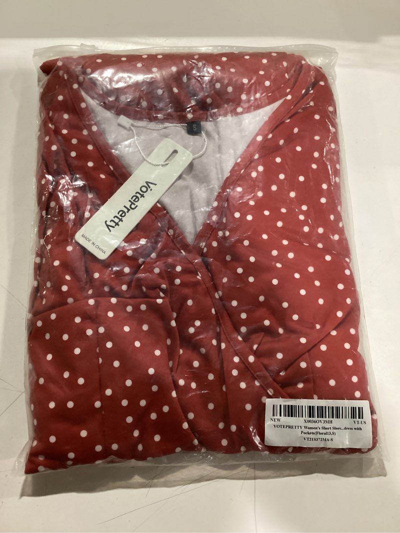 Condition photo showing Good Condition for VOTEPRETTY Women's Short Sleeve V Neck Wrap Dress Summer Casual Floral Sundress with Pockets Large Floral13-short Sleeve