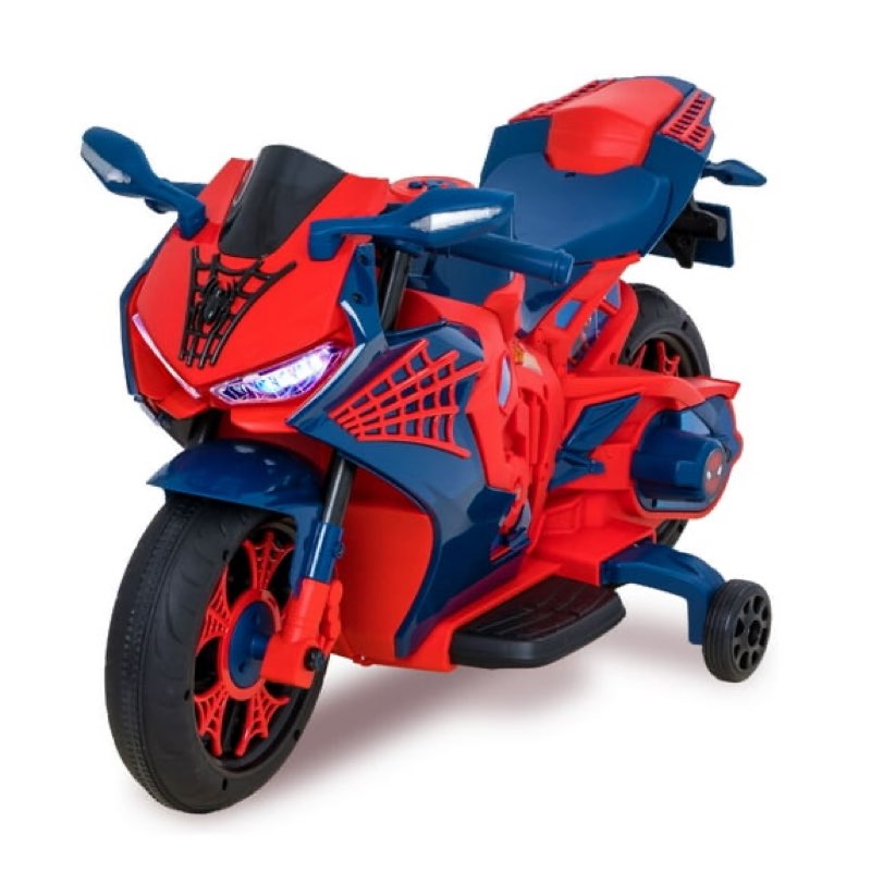 6v spiderman motorcycle, battery ride on toy, for kids, ages 3+