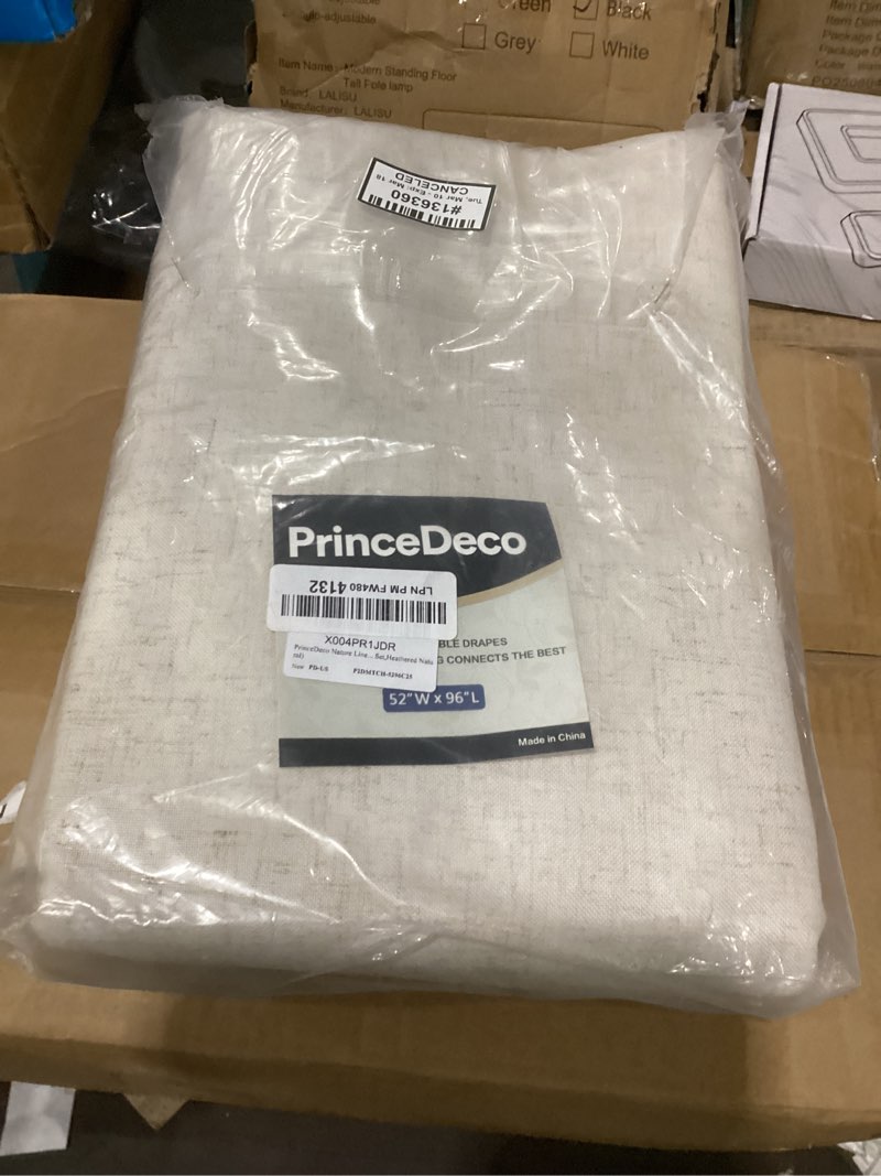 Condition photo showing Good Condition for princedeco nature linen blackout curtains 96 inch long thermal insulated draperies sun block & room darkening curtains for bedroom windows with nickel grommet(2 panels set,heathered natural) heathered natural 52"w x 96"l (pack of 2)