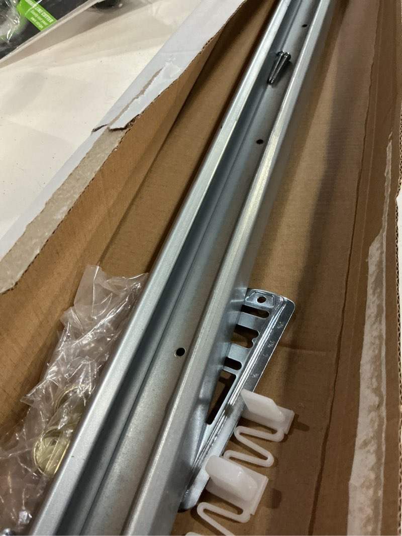 Condition photo showing As Is for m-d 8 -piece 48-in bi-pass door sliding closet door track kit