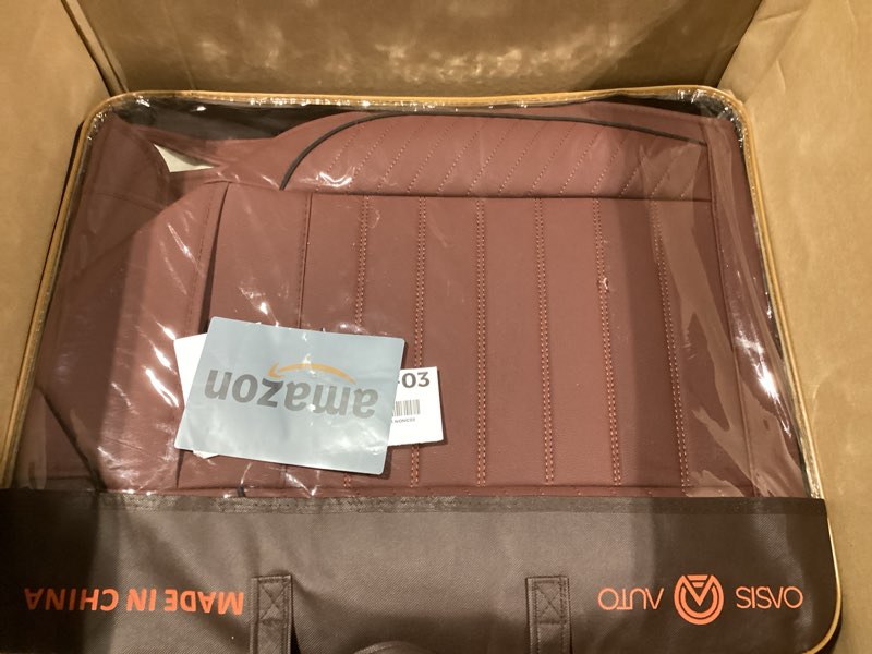 Condition photo showing Good Condition for OASIS AUTO Car Seat Covers Premium Waterproof Faux Leather Cushion Universal Accessories Fit SUV Truck Sedan Automotive Vehicle Auto Interior Protector Front Pair (OS-001 Burgundy)