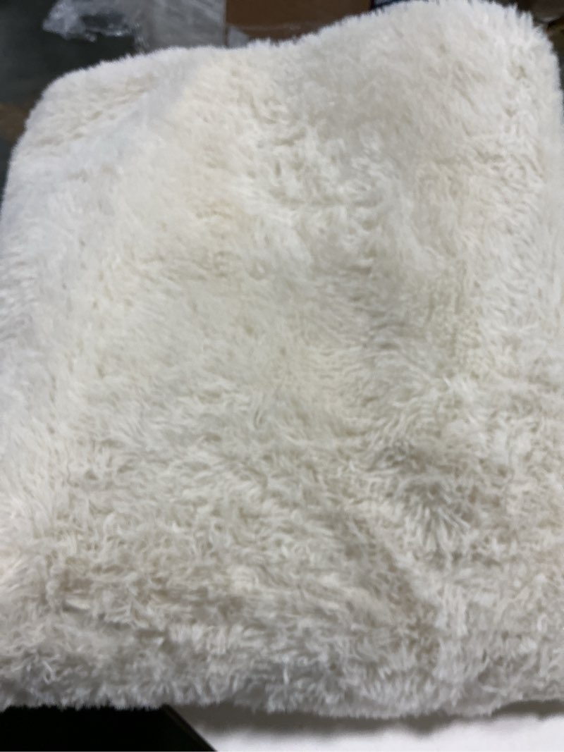 Condition photo showing Good Condition for Ophanie White Rugs for Bedroom Fluffy, 4x6 Nursery Soft Fuzzy Shag Plush Shaggy Bedside Area Rug, Living Room Carpet for Girls Kids Baby Teen Dorm Home Decor Aesthetic 4' x 6' (Rectangular) 4- White