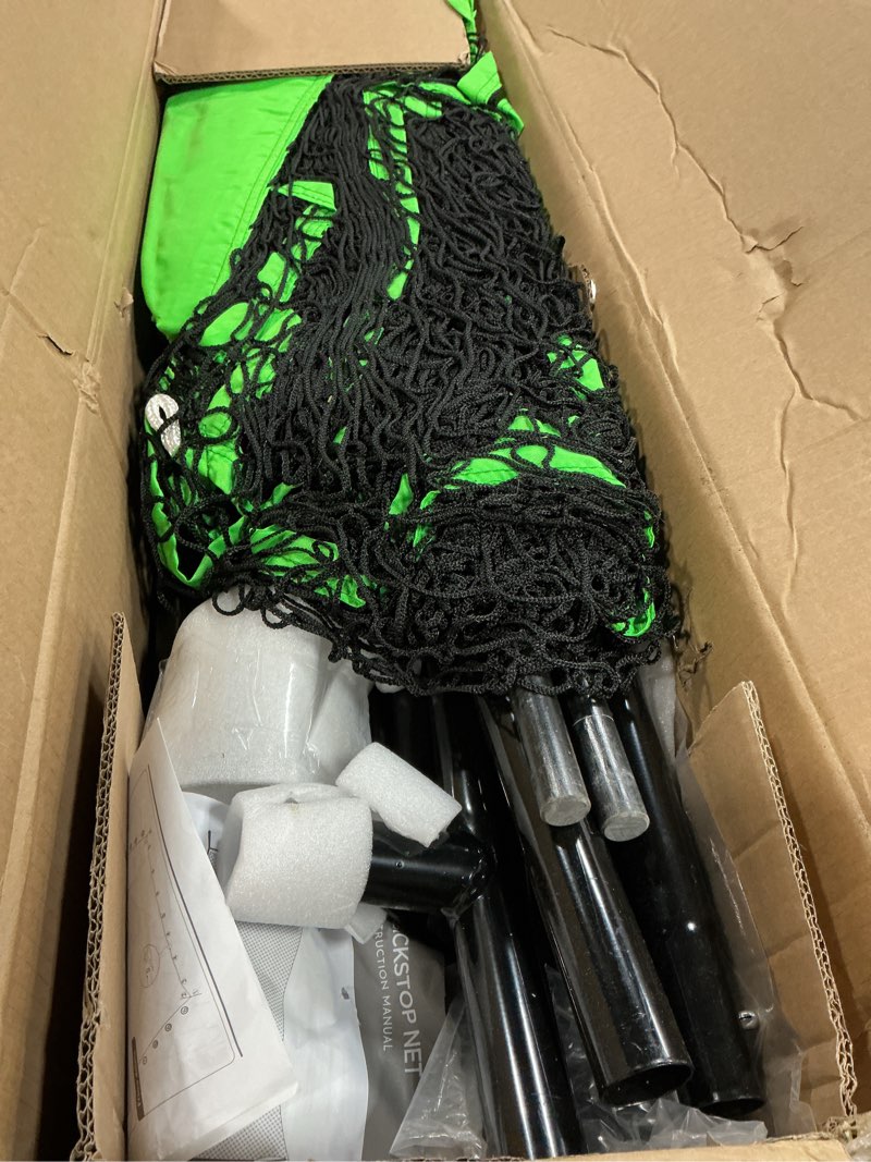 Condition photo showing Good Condition for lacrosse backstop net soccer basketball backstop net for backyard sport netting barrier ball stop net includes portable carry bag 2 sand bags 4 ground stakes 20 feet x 10 feet