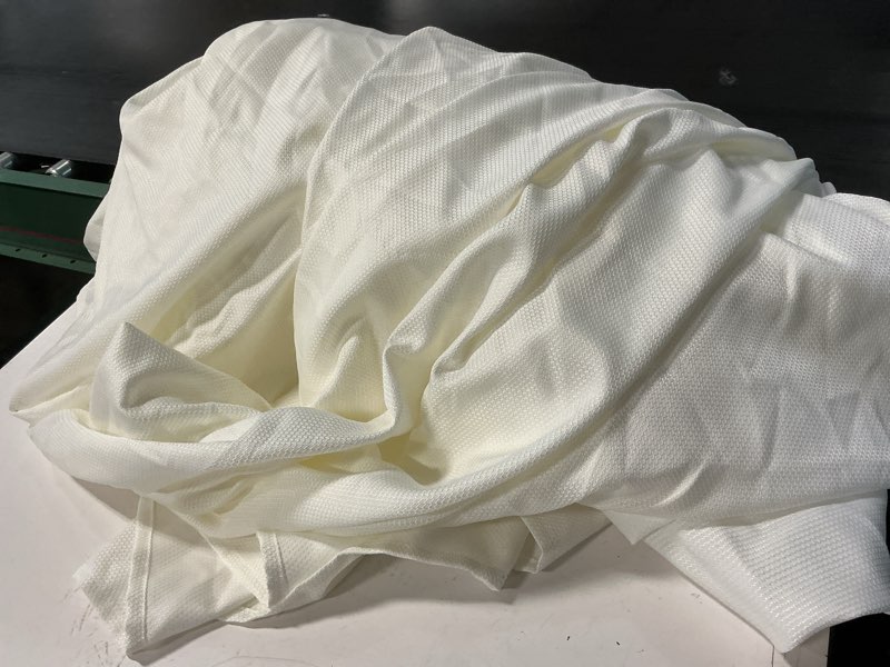 Condition photo showing As Is for biscaynebay textured fabric tablecloths 90x156 inches rectangular, ivory water resistant tablecloths for dining, kitchen, wedding, parties etc. machine washable 156" x 90" (rectangular) ivory