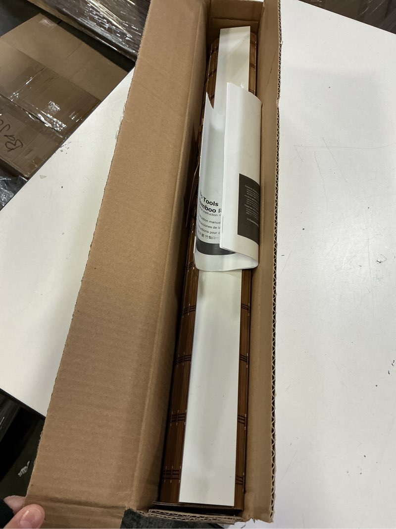 Condition photo showing Good Condition for LazBlinds No Tools No Drill Bamboo Roller Shades, Cordless Bamboo Blinds, Light Filtering Roll Up Blinds for Windows, French Door, Porch or Patio Privacy Screen, 23'' W x 64'' H, Brown206 Brown206 23'' W x 64'' H