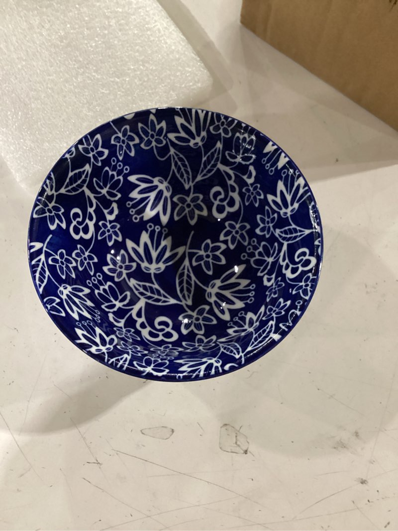 Condition photo showing As Is for small dessert bowls set - 12 oz ceramic cereal bowls - 4.75 inch ice cream bowl for fruit, snack, side dishes, dipping sauce - microwave dishwasher safe - set of 6 - vintage blue vintage blue 12oz