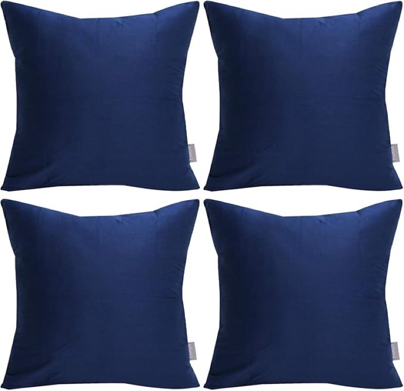thmyo 4-pack 100% cotton comfortable solid decorative throw pillow case square cushion cover pillowcase sublimation blank pillow covers halloween diy throw pillowcase(18x18inch/45x45cm,midnight blue)