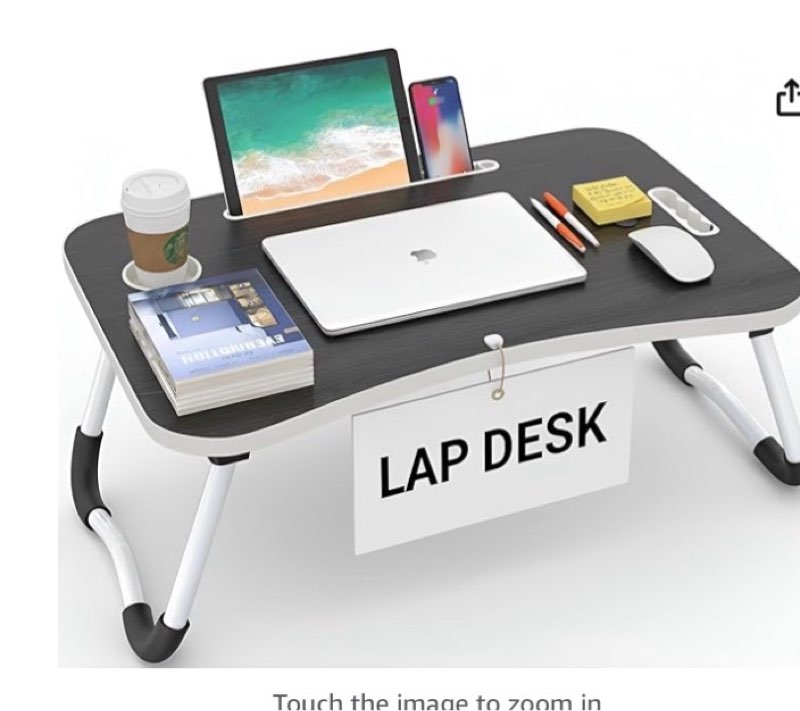 mavocraft laptop desk for bed - lap desk for sofa & bed desk - 23 x 15 lap tables for adults & kids - suitable tablet and laptop stand for bed - include ipad slot and cup holder (dark grey)