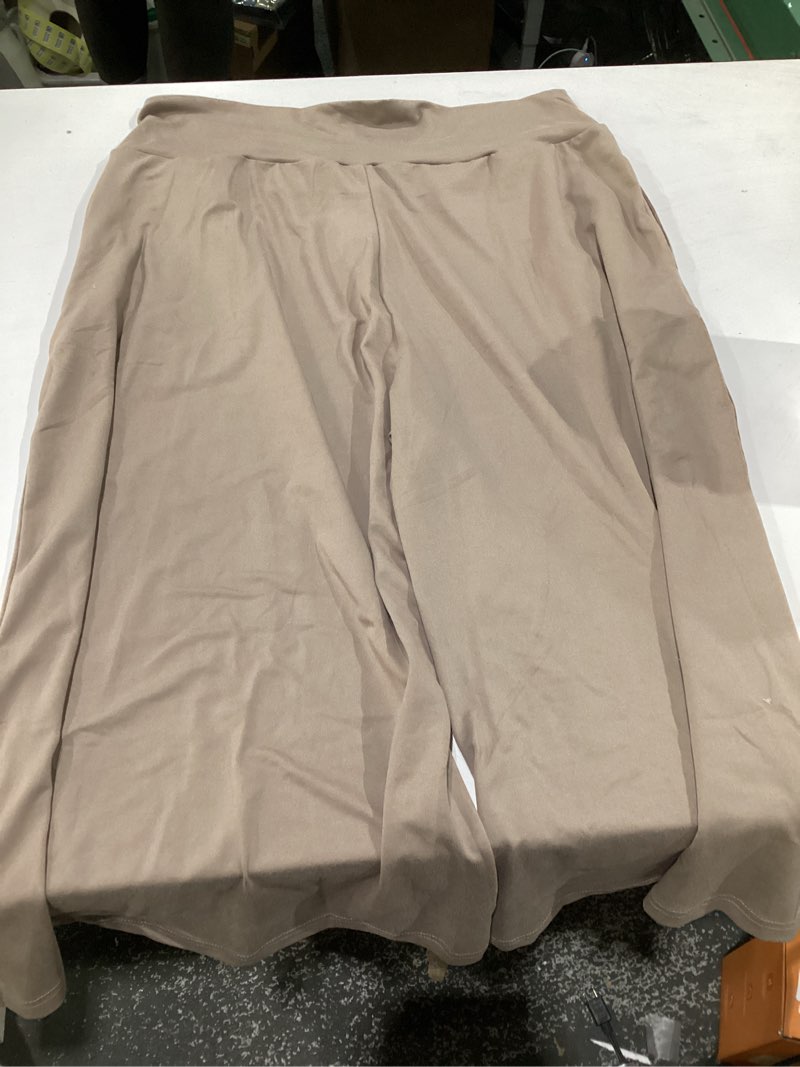 Condition photo showing Good Condition for TARSE Womens Casual Wide Leg Yoga Capris Plus Size Crossover High Waist Capri Pants Loose Soft Pajama Pockets Sweatpants(MochaBrown,XXL 2XL)