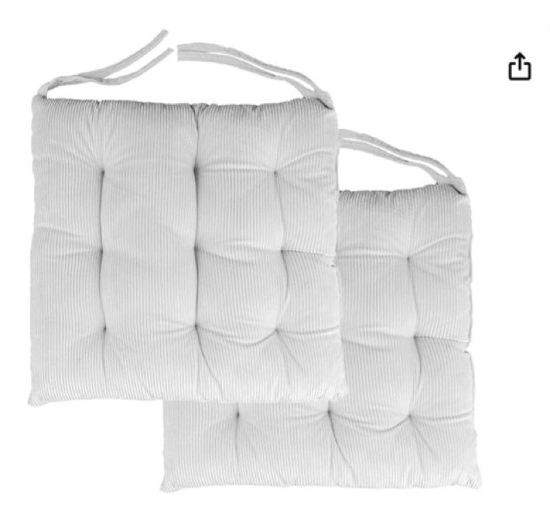 Square Dining Chair Cushions, 17\\\" x 17\\\" Dining Chair Cushion with Laces for Kitchen, Dining, Office Chairs, Indoor, Outdoor (White)