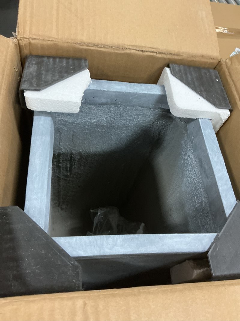 Condition photo showing Good Condition for kante 20.3" h tall rectangular concrete planter, modern square diameter plant pot with drainage hole and rubber plug for indoor outdoor home patio garden, slate gray slate gray 20.3"h