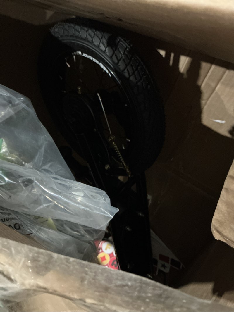 Condition photo showing As Is for joystar kick scooter for ages 5-9 years old boys girls, 12 inch big wheels scooters for kids, teens and adults, rear brake and adjustable handlebar, kids scooter black