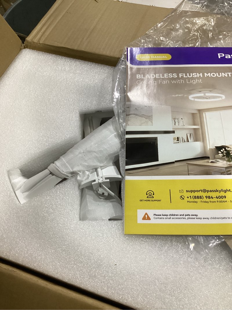 Condition photo showing Good Condition for lediary 20 inch low profile ceiling fans with lights and remote, dimmable modern fan light(3000k-6000k), 6 speed, reversible, app & remote control, flush mount ceiling fan for bedroom, white white 20 inch