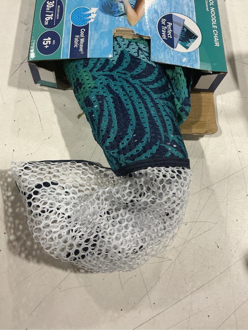 Condition photo showing As Is for aqua-leisure luxury noodle pool chair, with soft cool weave mesh fabric