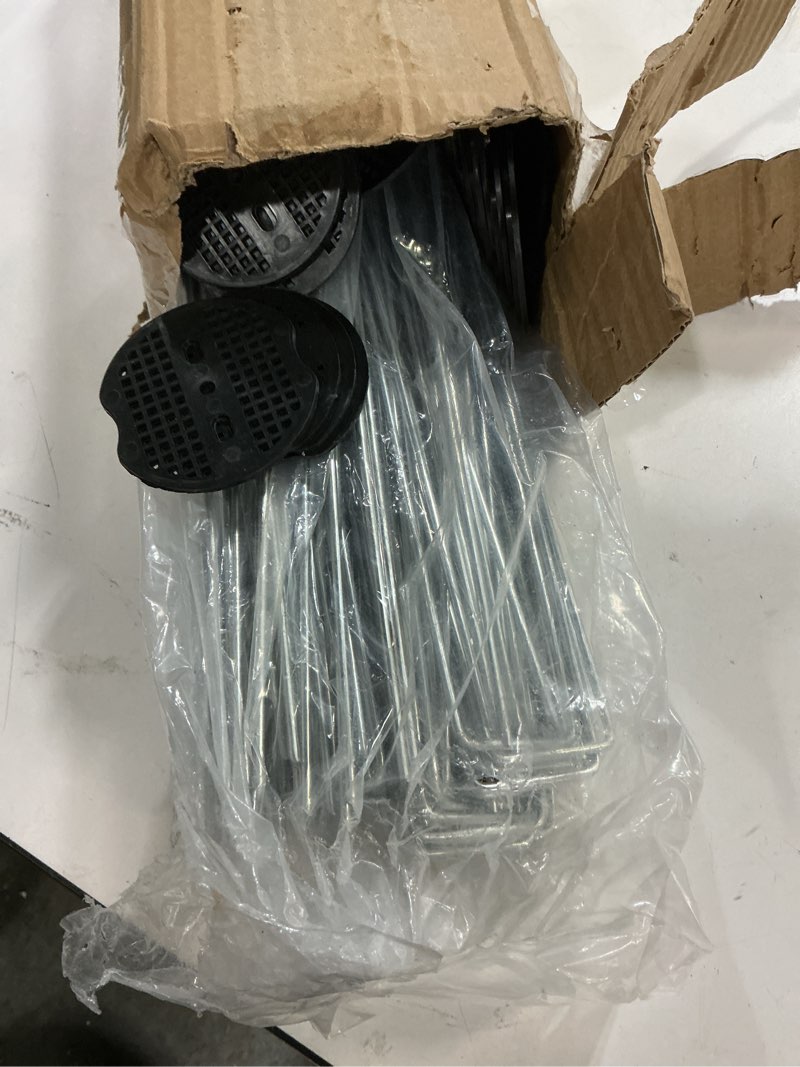 Condition photo showing Good Condition for raookif landscape staples 12 inch, 12 pcs galvanized landscape stakes with 12 pcs gaskets, 11 gauge heavy duty u-shaped garden staples for weed barrier fabric, tent, lawn, fence, outdoor decor 12inch 12