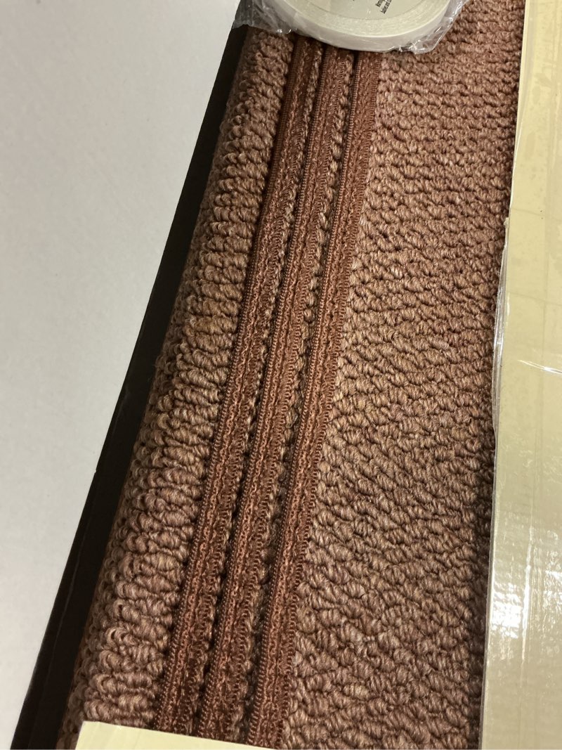 Condition photo showing Good Condition for mbigm bullnose non-slip stair treads w/reusable adhesive 14 pack 9.5" x 30" wooden steps protection - tpu backing with steel reinforcement - anti-slip solution knitted brown non slip stair tread 9.5" x 30" brown - knitted 14