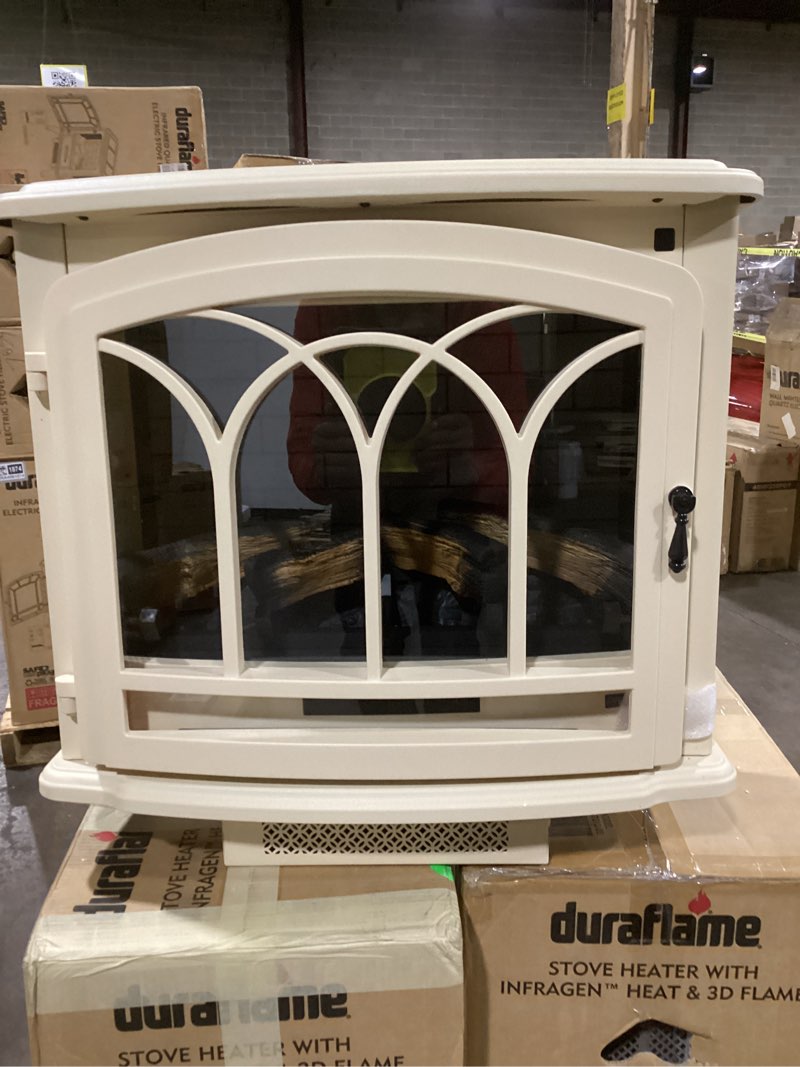 Condition photo showing Good Condition for Duraflame Electric Fireplace Stove 1500 Watt Infrared Heater with Flickering Flame Effects - Cream