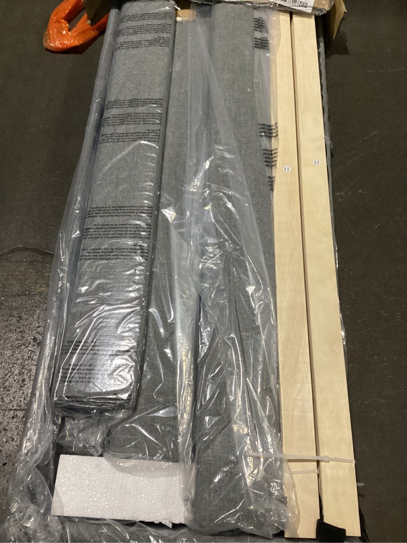 Condition photo showing New/Like New for novilla full bed frame upholstered platform full size bed frame with adjustable headboard, strong weight capacity, no box spring needed, easy assembly, grey grey full