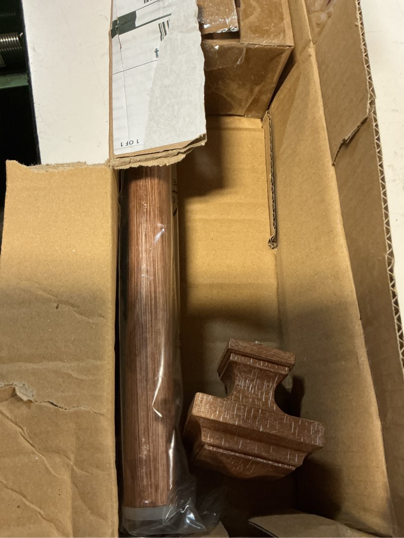 Condition photo showing Good Condition for ( different rente color ) brown wood curtain rods for windows   heavy duty adjustable length 1 inch diameter window curtain rods for indoor ourdoors with classic square finials bronze 48-86in
