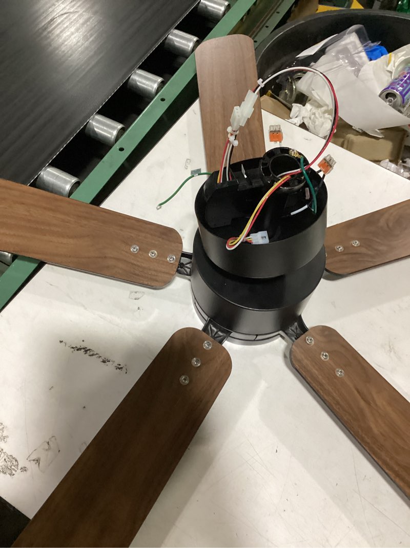 Condition photo showing Good Condition for asyko ceiling fans with lights, 46" low profile ceiling fan with light and remote control, flush mount, reversible, dimmable led, noiseless, brown ceiling fan for bedroom, dining room 46 inch-6 blades brown-46in-6blade