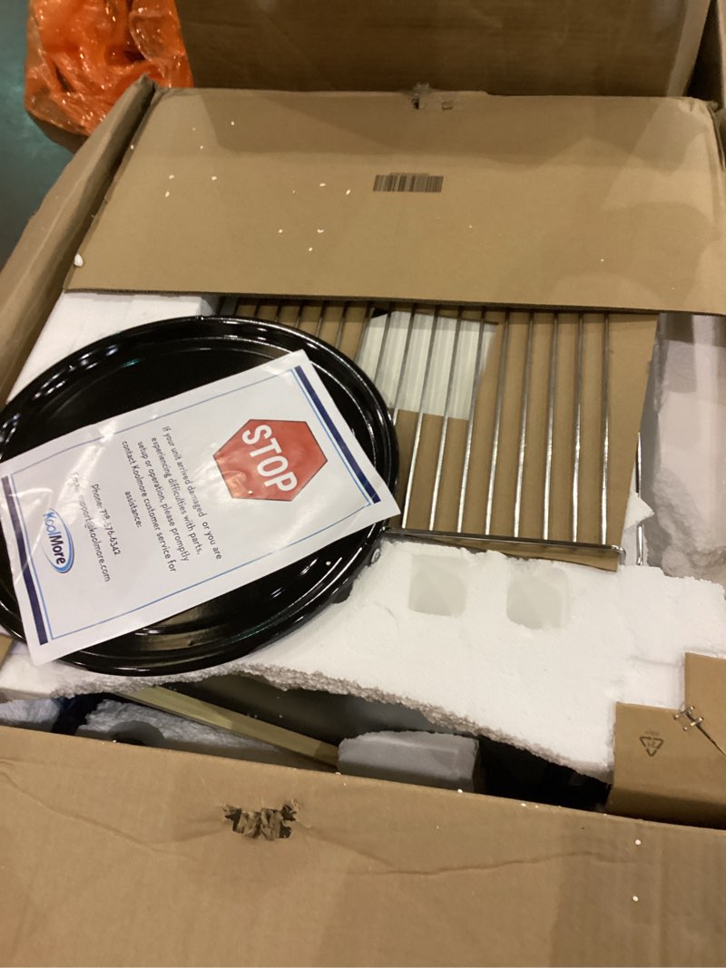 Condition photo showing As Is for KoolMore 24 Inch Built-in Convection Oven and Microwave Combination with Broil, Soft Close Door, 1000 Watt Power, Stainless Steel Finish, Touch Control LCD Display (KM-CWO24-SS) ?Built-In 24 in/1.6 Cu. Ft.