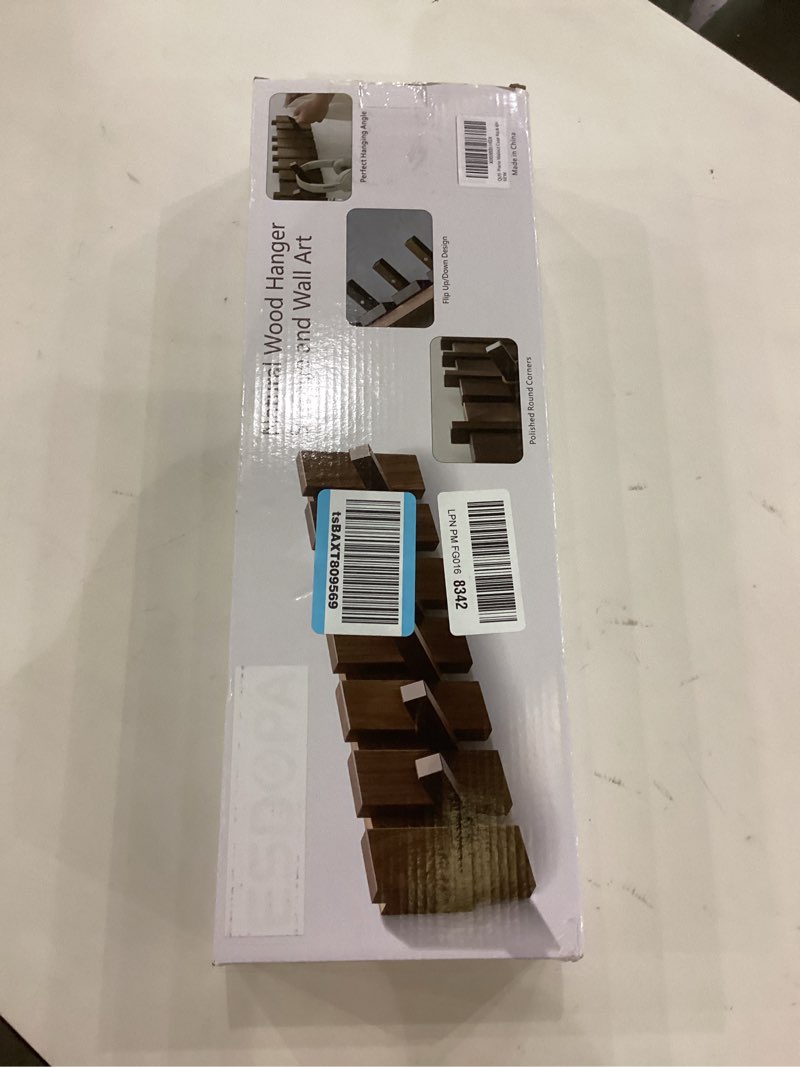 Condition photo showing New/Like New for Wood Coat Rack Wall Mount, Coat Hooks Hanger Wall Mounted, Heavy Duty Wall Coat Rack with 6 Hooks for Hanging Coats/Keys/Hats/Robe&Towels/Plants/Bags, Walnut