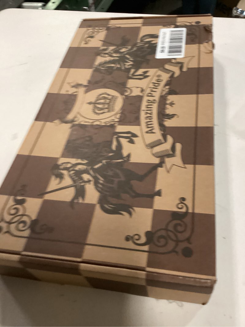 Condition photo showing New/Like New for Amazing Pride® 15" Wooden Chess Set, Magnetic Chess Board for Adults & Kids, Foldable Travel Chess Set with 2 Extra Queen Pieces, Chess Sets for Adults