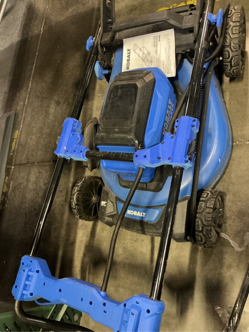 Condition photo showing As Is for kobalt gen4 40-volt, (1) 6 ah 20-in push lawn mower battery walk mower,