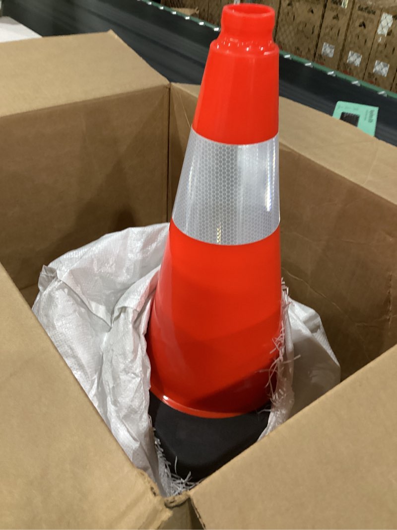 Condition photo showing Good Condition for roadhero 4 pack traffic safety cones 18 inch with black weighted base, plastic pvc cone, orange cones with reflective collar, cones for parking lot, construction events, road safety 18 inch 4