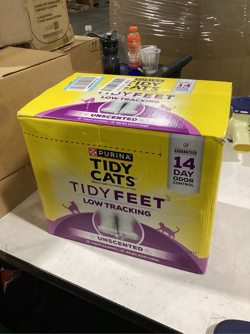 Condition photo showing New/Like New for Purina Tidy Cats Tidy Feet Clumping Low Tracking Cat Litter with Odor Control – Unscented - 22 lb. Box