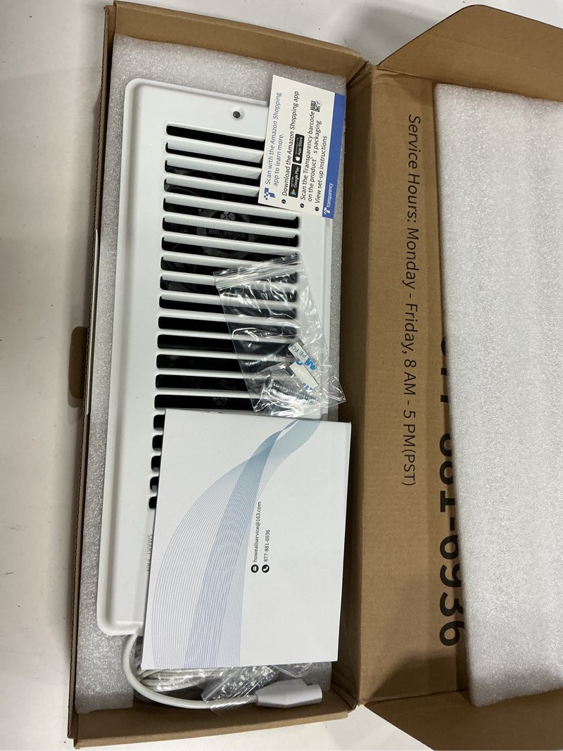 Condition photo showing New/Like New for Super Quiet Register Booster Fan for 4" x 12" Register Holes, Smart Vent with Dual Intelligent Thermostat and WIFI App Control, Heating Cooling AC Vent Fan (White) 4" x 12" White