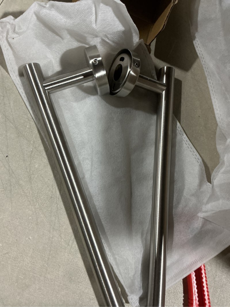 Condition photo showing As Is for nolimas brushed nickel bath towel bar single bars towel rack rod classic wall mounted sus304 stainless steel bathroom towel holder toilet kitchen towel shelf single layer,24 inches brushed nickel 24inch