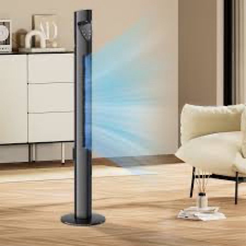 47" Tower Fan For Home, 70° Oscillating Cooling Floor Fan Quiet Bladeless Standing Fan With Remote