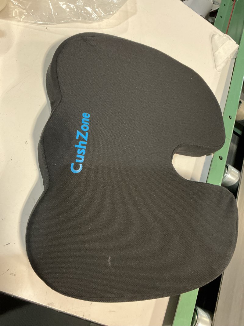 Condition photo showing As Is for cushzone ergonomic seat cushion & lumbar support pillow - memory foam for sciatica pain relief & posture correction, non-slip chair cushions for office chair/car/wheelchair/travel (black) black large