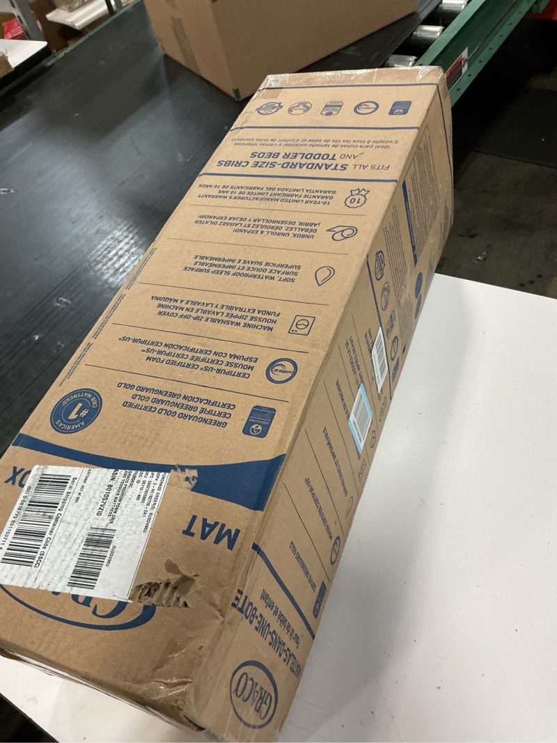Condition photo showing New/Like New for graco premium crib & toddler mattress – greenguard gold certified, machine washable oeko-tex standard 100 certified cover with waterproof surface, fits any standard full size baby crib & toddler bed